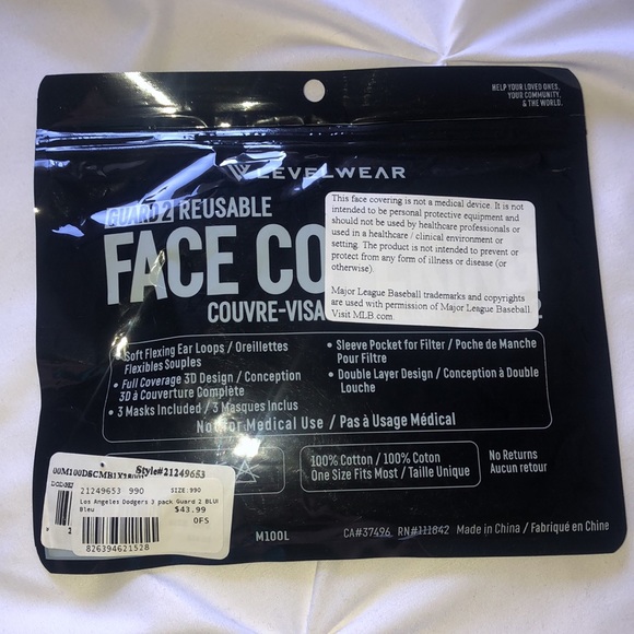 NWT - Dodgers Face Masks (3 pack) unisex - Picture 3 of 10